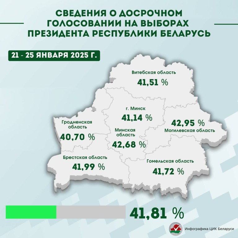 Досрочно на выборах президента проголосовали 41,81% избирателей