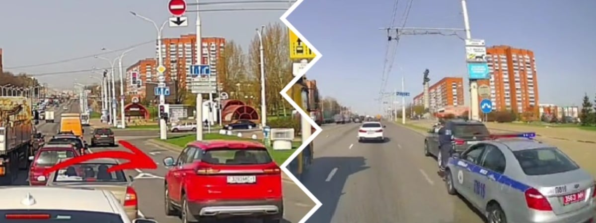 «Это не перекрёсток, а квест» — Пользователей TikTok удивил странный манёвр легковушки на перекрёстке в Минске — Видео