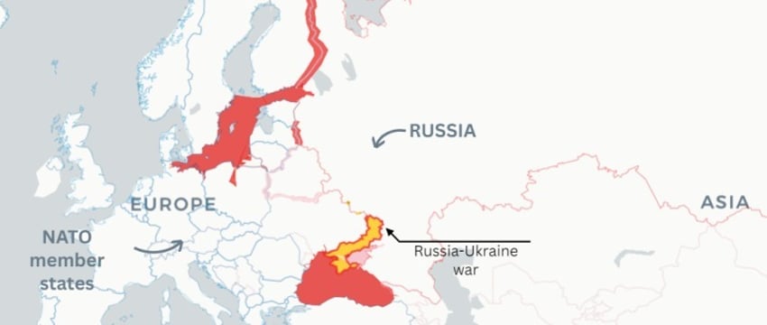 Опубликована карта возможного фронта при Третьей мировой войне
