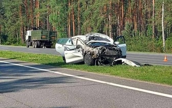 Житель Кобрина уснул за рулём и столкнулся с грузовиком