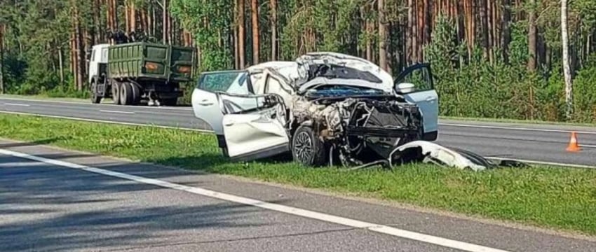 Житель Кобрина уснул за рулём и столкнулся с грузовиком