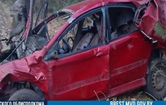 В Брестской области Citroen «вылетел» с трассы М1