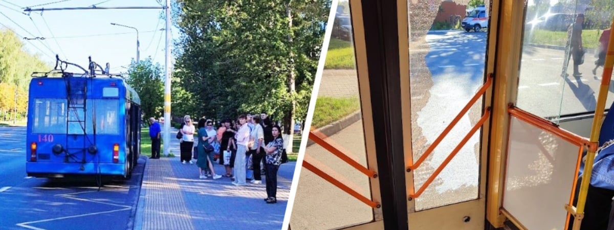 В Бобруйске у троллейбуса на ходу осыпалось стекло — Фото