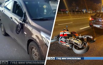 В Минске легковушка наехала на девушку, водитель Mitsubishi столкнулся с мотоциклом — двое в больнице — Видео