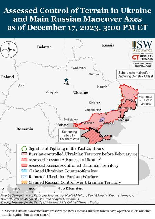 Карта боевых действий. Изображение: ISW