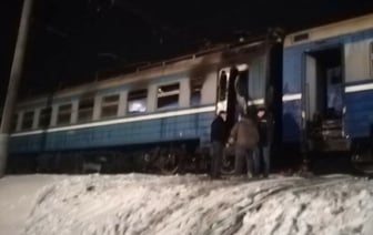 Под Минском загорелась электричка — Видео