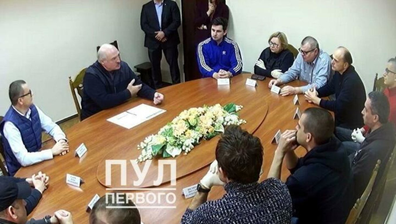 Встреча Лукашенко с политическими оппонентами в СИЗО КГБ. 10 октября 2020 года. Фото: телеграм-канал «Пул Первого»