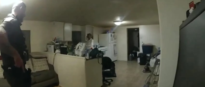 На кадрах камеры наблюдения видно, как полиция США смертельно ранила женщину в её доме.