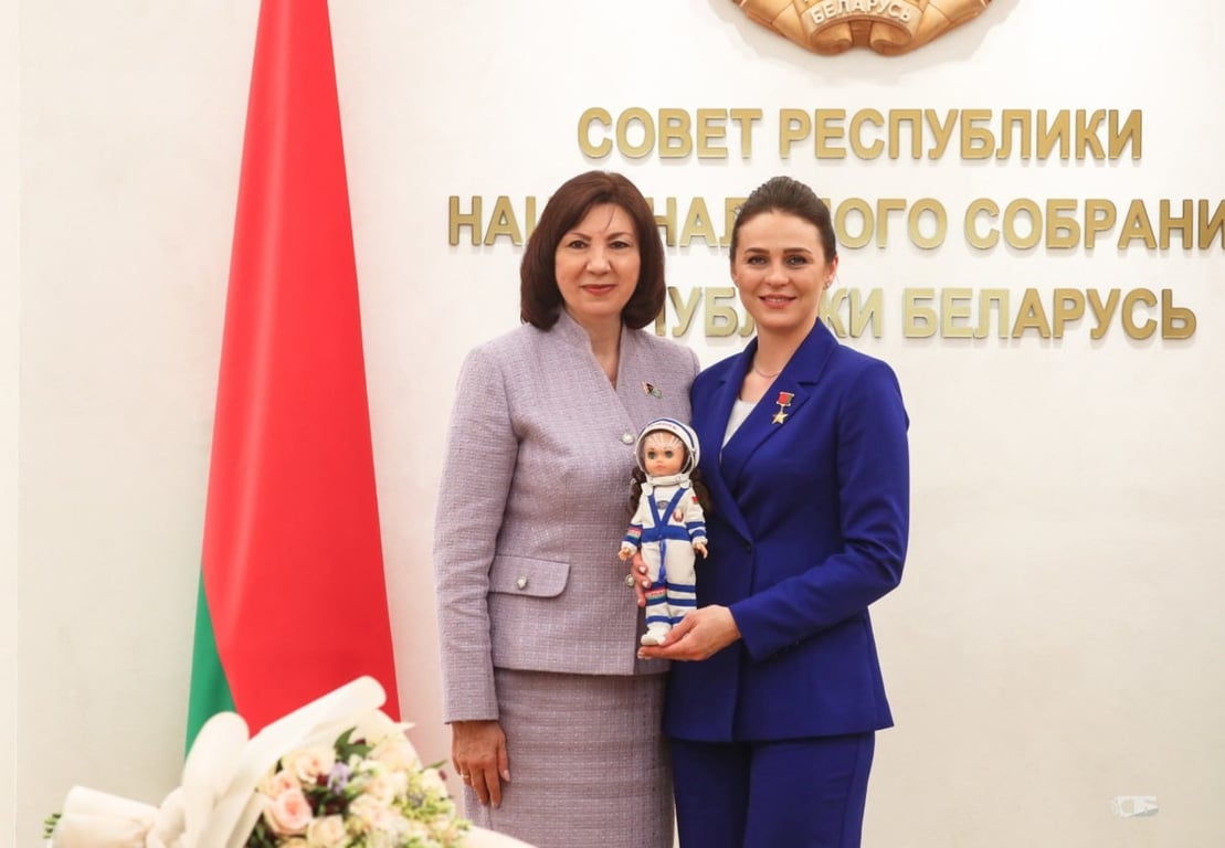 Наталья Кочанова и Марина Василевская на встрече 7 мая 2024 года. Фото: пресс-служба Совета Республики