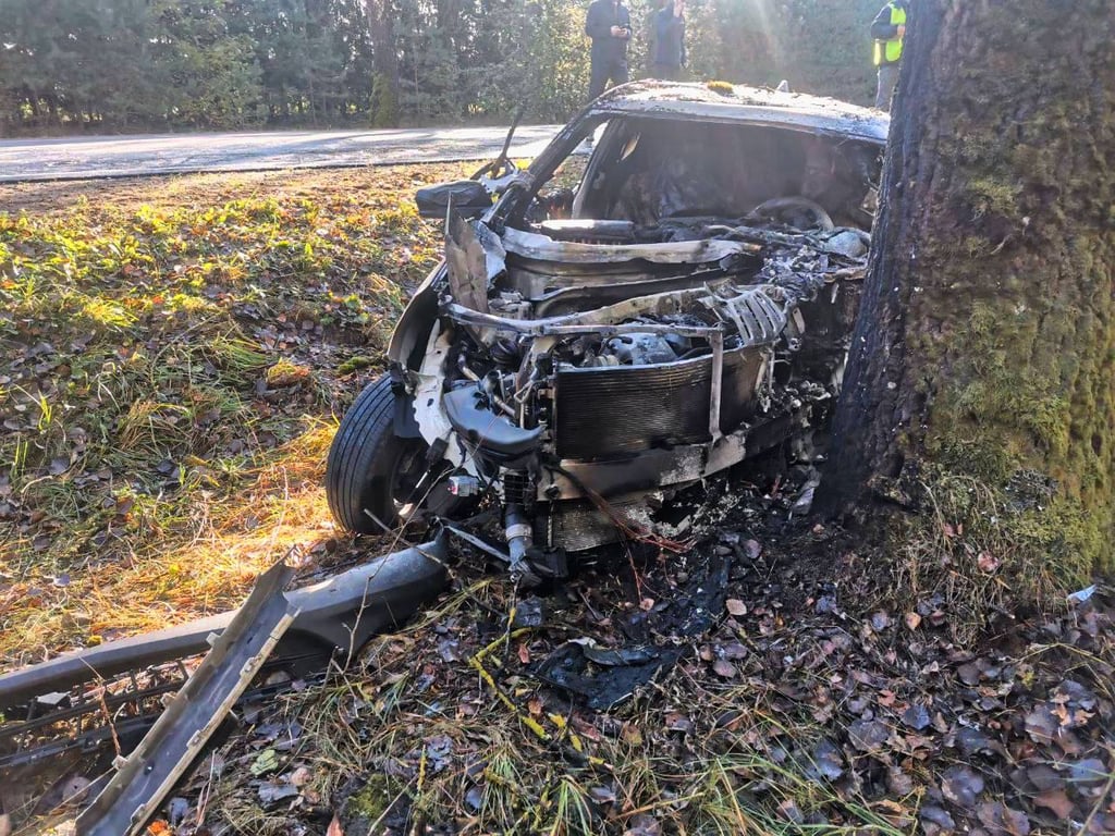 Страшная авария: машина столкнулась с деревом и загорелась. Водитель из Бреста погиб