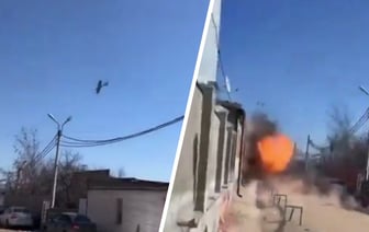 Россиянин снял на видео удар украинского беспилотника в паре метров от себя — Видео