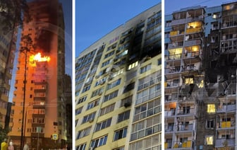 Горящие многоэтажки, закрытые аэропорты и перекрытые трассы. Подмосковье атаковали десятки беспилотников — Видео