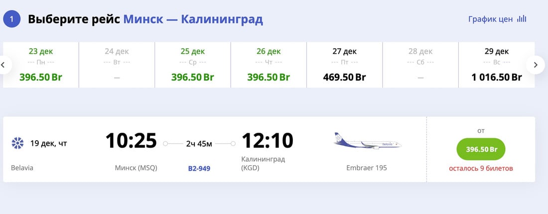 Цены на поезда из Минска в Калининград выросли в два-три раза
