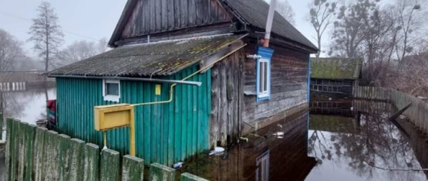 Подтопления подворий фиксируются в Лунинецком районе. Фотофакт