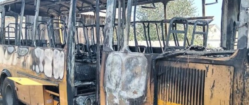 Автобус сгорел в Ляховичах