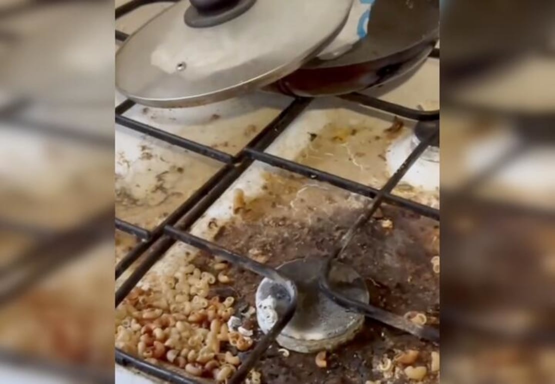 Вид кухонной плиты в квартире, которую убирала Юлия. Скриншот видео: TikTok / chistula_svt