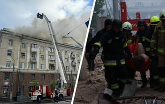 В украинском Днепре ракета попала в жилую пятиэтажку. Есть погибшие — Видео