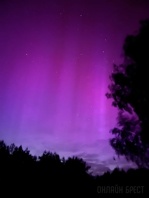 Красочное северное сияние появилось сегодня в небе над Брестской областью
