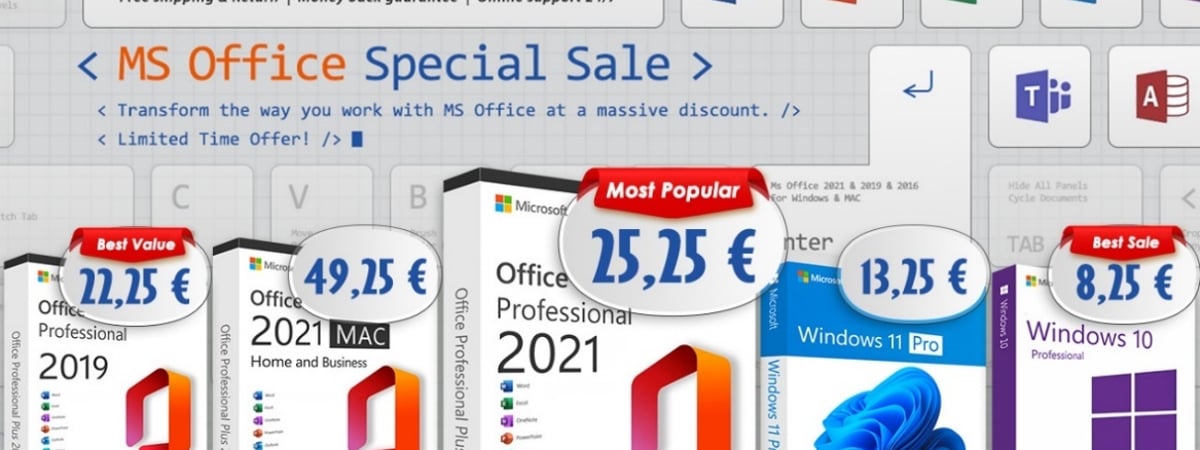 Обновите свой компьютер до Microsoft Office 2021 (пожизненно!) и Windows 11 (от 10 € ) на распродаже офисных приложений Godeal24!