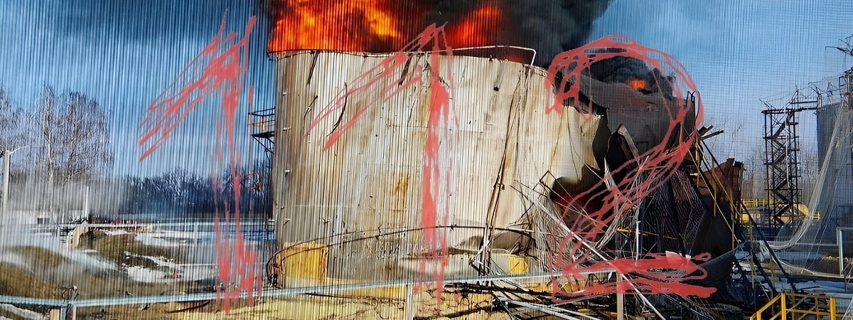 Дрон атаковал нефтебазу в Белгородской области России — Видео