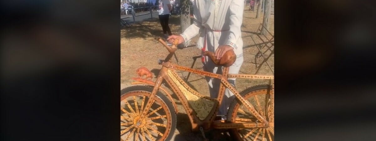 «Семь лет делал» — В Жлобине ремесленник показал деревянный велосипед — Видео
