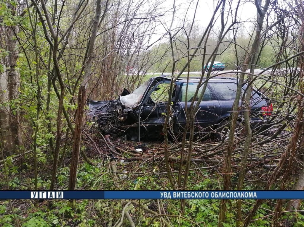 Легковушка врезалась в фуру в полоцком районе, оба авто вылетели в кювет. Фото ГАИ