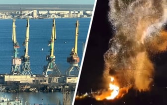 «Ты снимаешь? Охренеть!» — Появилось видео удара по БДК «Новочеркасску» в Крыму. И фото, что с ним стало — Видео