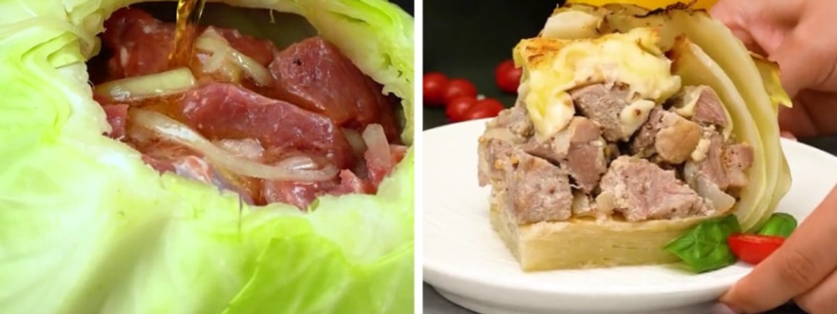Вырежьте из капусты середину и залейте мясную начинку пивом. Этот рецепт набрал в TikTok 3 млн просмотров