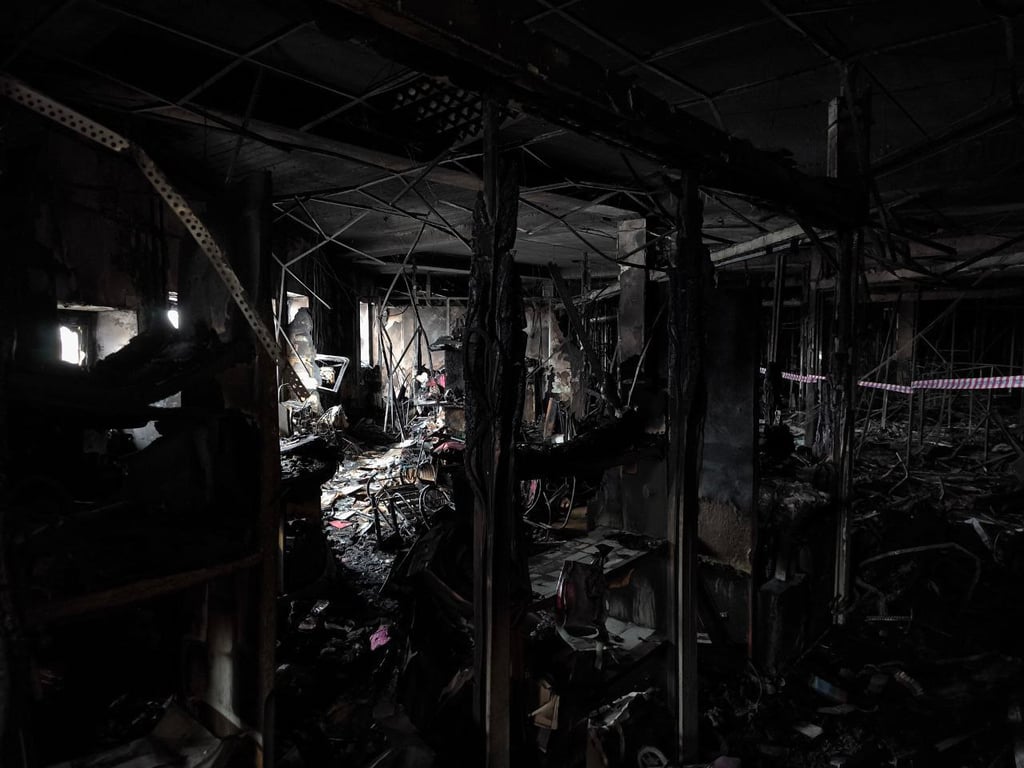 Торговый центр «Беларусь» в Витебске после пожара. Фото ГКСЭ