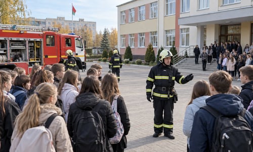 В волковысской школе провели тренировку по эвакуации при пожаре