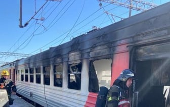Пожар в электропоезде в Подмосковье