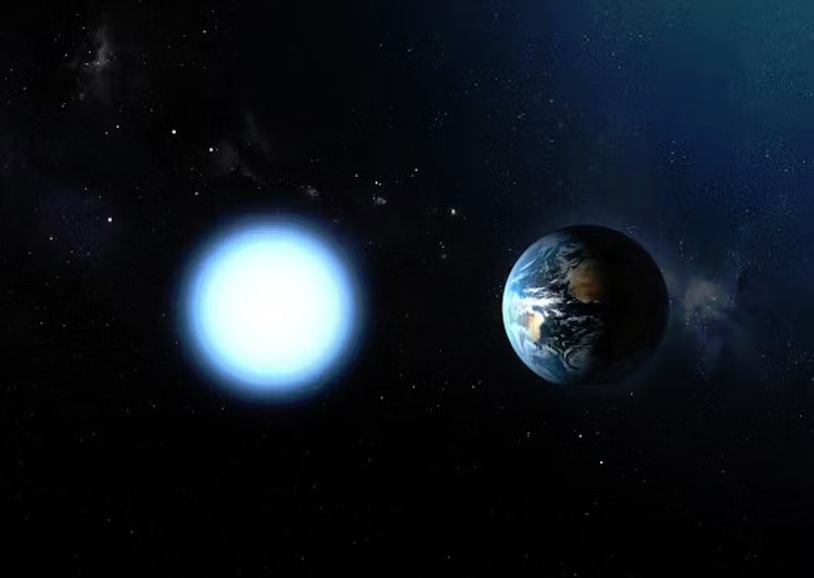 A white dwarf is about the same size as Earth but around 300,000 times more massive, generating a mighty gravitational field. ESA/NASA.
