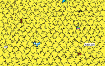 Найди 5 лимонов среди толпы цыплят. Загадка на внимательность