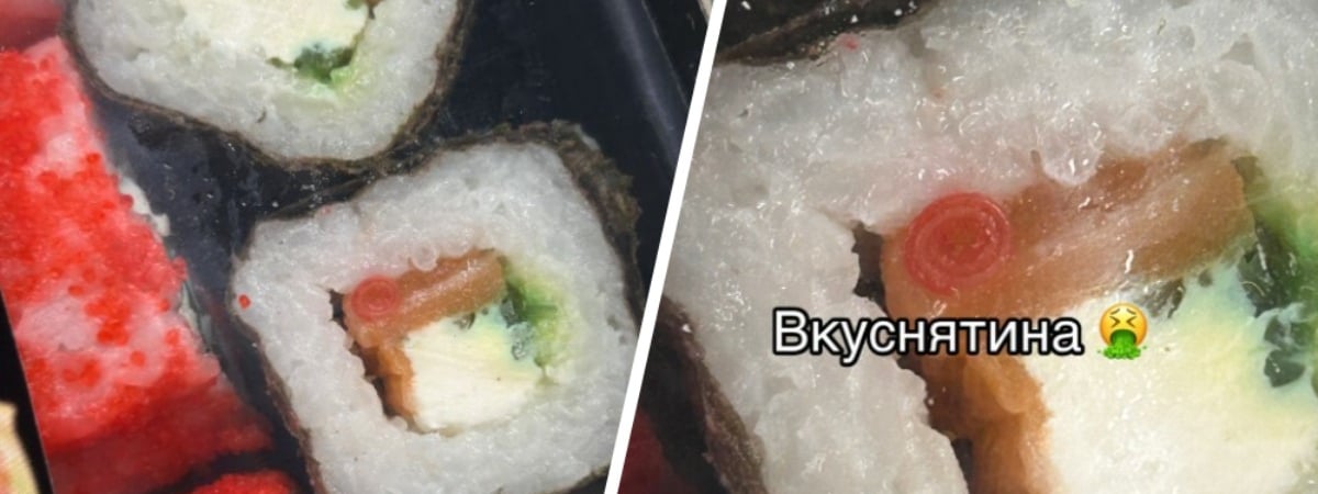 «Я думала, это добавка» — В TikTok показали «живых глистов» в суши из витебского магазина. Комментаторы поспорили — Фото