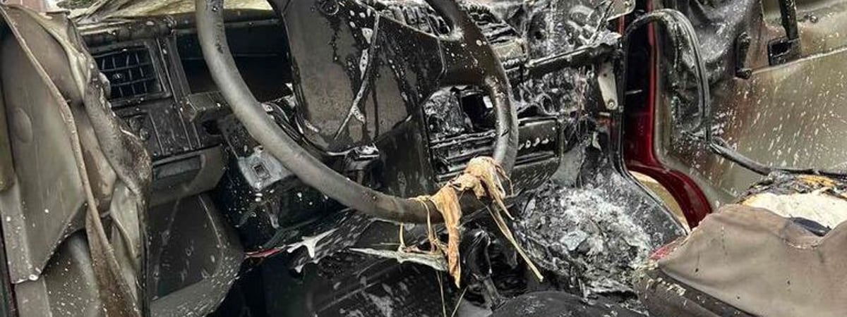 Пожар легкового автомобиля в Гродно