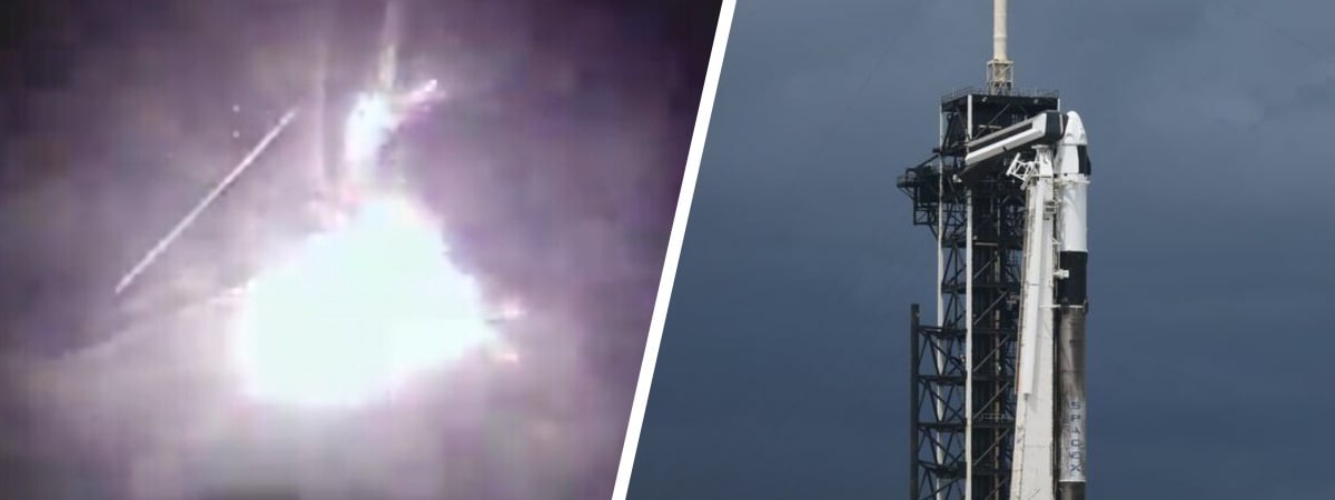 Первая ступень ракеты Falcon 9 «опрокинулась» и взорвалась при посадке — Видео