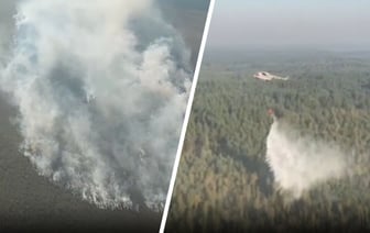 МЧС отправило 2 вертолета на тушение лесного пожара в Столинском районе — Видео