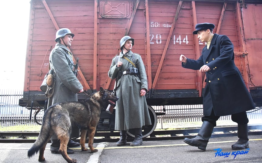 В Барановичах высадился десант немецких солдат. Идет съемка телефильма