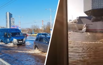 В Минске затопило проспект возле Националки. «Минскводоканал» назвал причину и предупредил о проблемах с водой — Видео