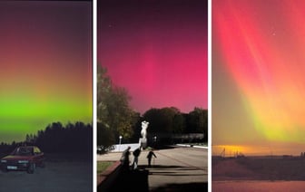 Белорусы поделились фото северного сияния над Брестом, Гродно и Минщиной, вызванного магнитной бурей класса G4 — Видео