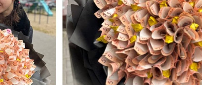 Брестчанка заказала для мамы букет из денег. Вместо цветов в нем 1600 белорусских рублей