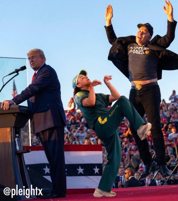 Илон Маск стал мемом после прыжков на митинге Трампа