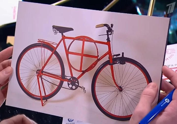Велосипед с круглым отсеком. Фото: кадр видео Первый канал