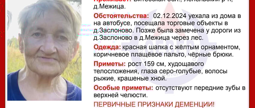 В Лепельском районе пропала старушка, ее ищут третий день