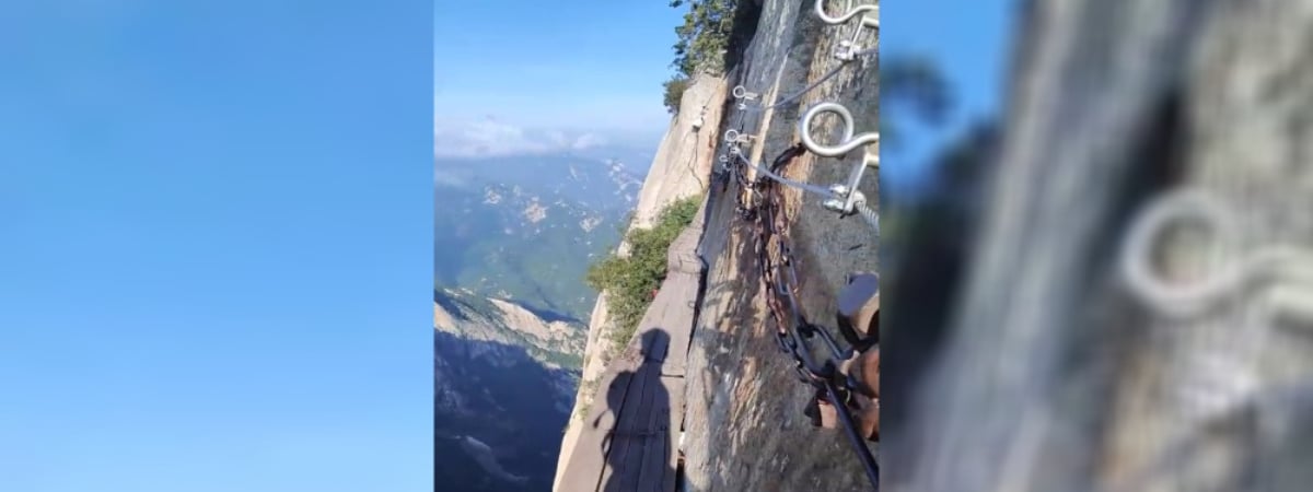 «От просмотра душа в пятки ушла» — Видео с самой опасной пешей тропы мира пощекотало нервы тысячам зрителей — Видео