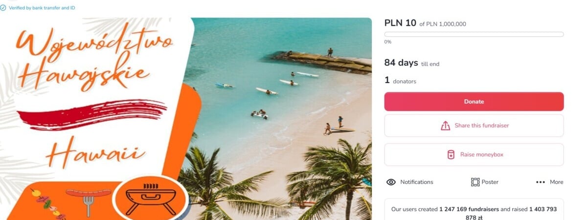 На польском сайте нашли краудфандинг на «покупку Гавайских островов». Сколько собрали?