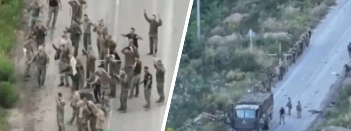 Появилось видео сдачи в плен десятков российских пограничников в Курской области РФ — Видео