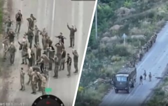 Появилось видео сдачи в плен десятков российских пограничников в Курской области РФ — Видео