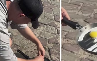 В Беларуси во время жары блогер готовил яичницу на сковороде прямо на улице. Получилось?