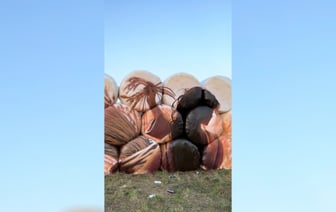 «Наконец-то что-то эстетичное» — Под Гродно собрали из тюков соломы не «паровозики» и не «замки» — Видео